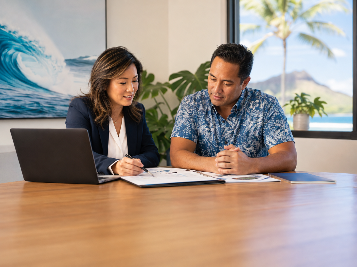 Business professionals discussing a customer’s needs