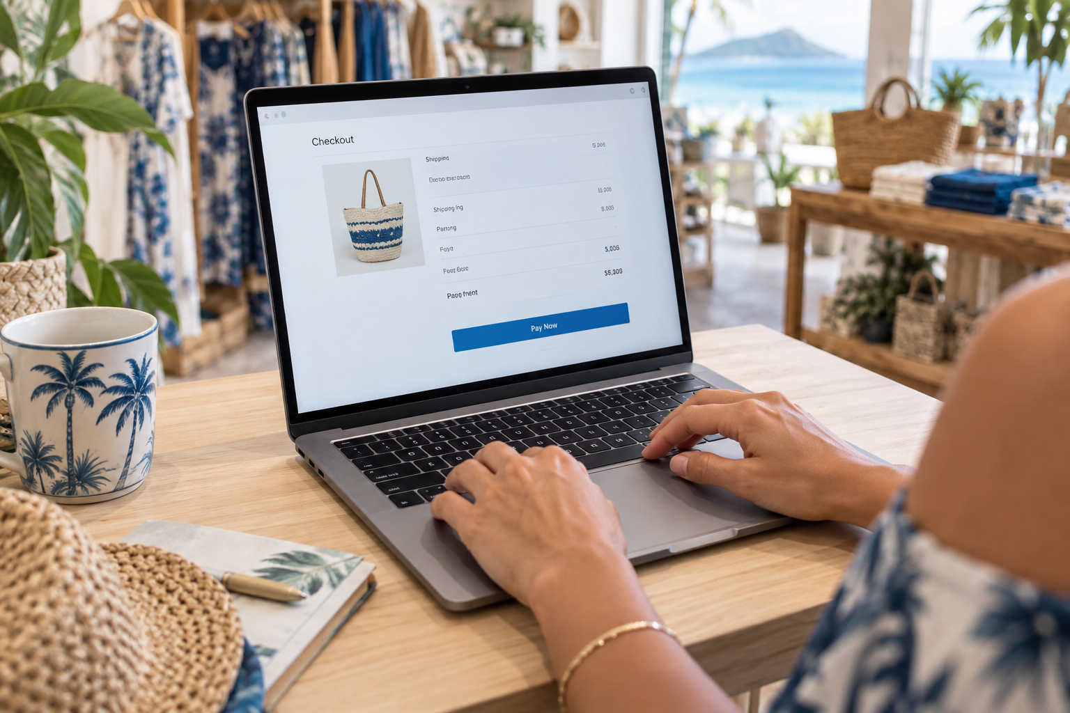 Online checkout on a laptop