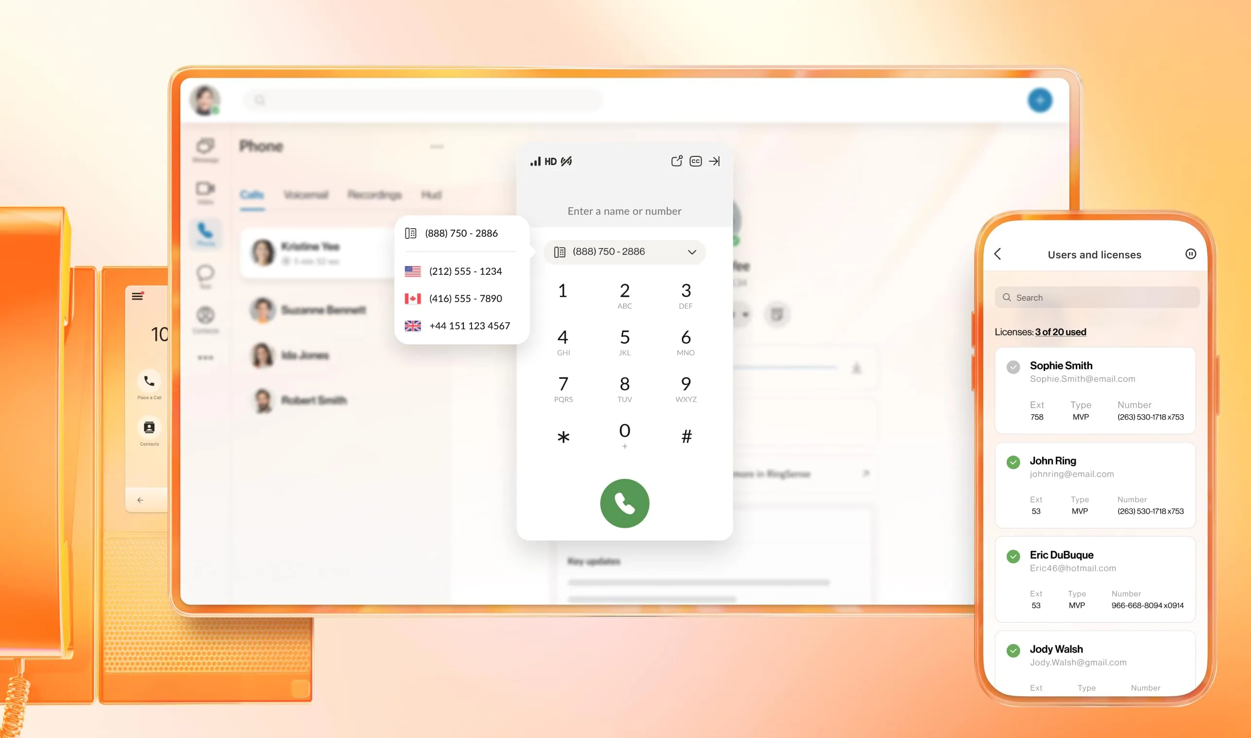 RingCentral business calling app shown across devices