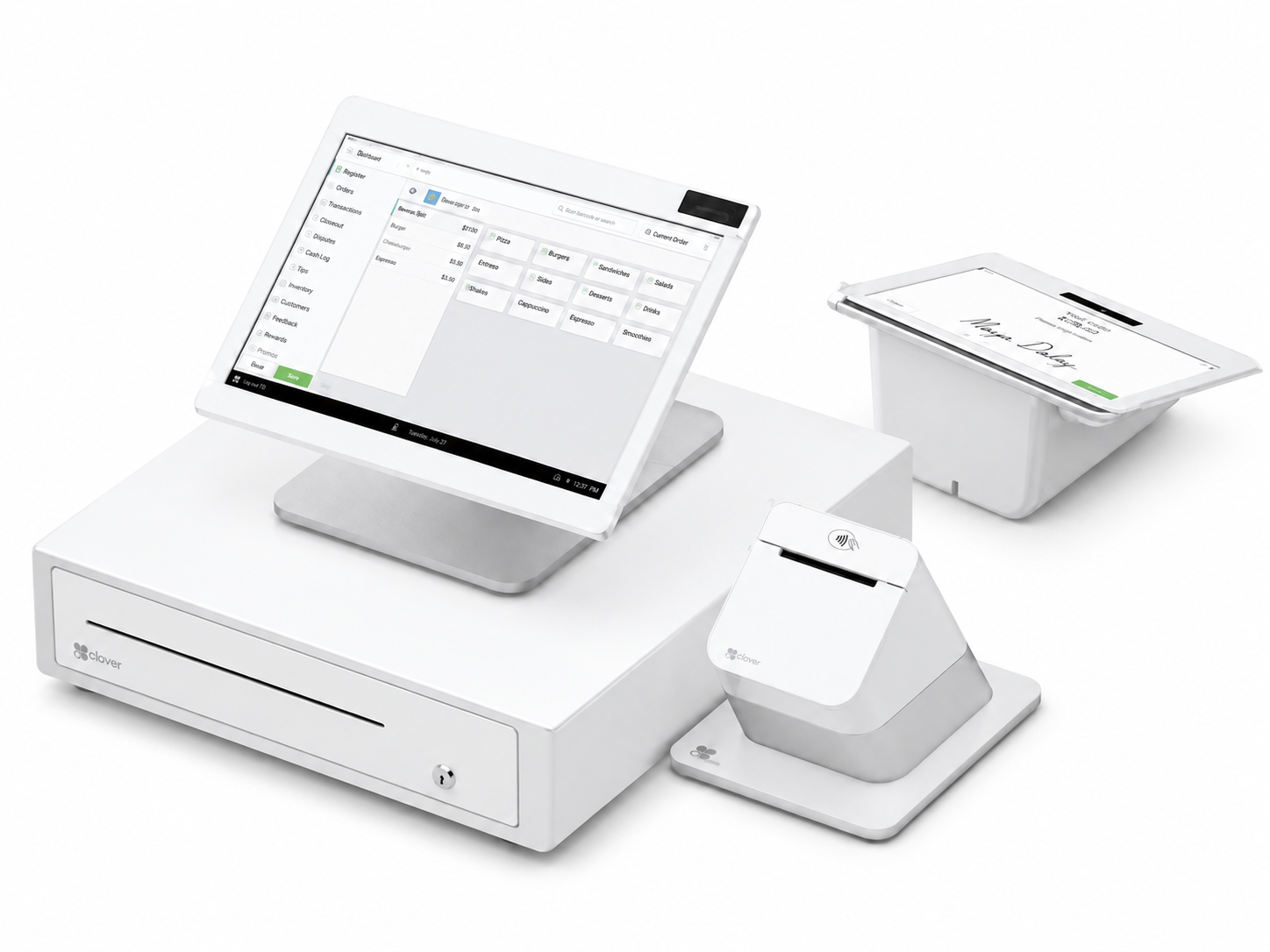 Countertop POS equipment on a white background