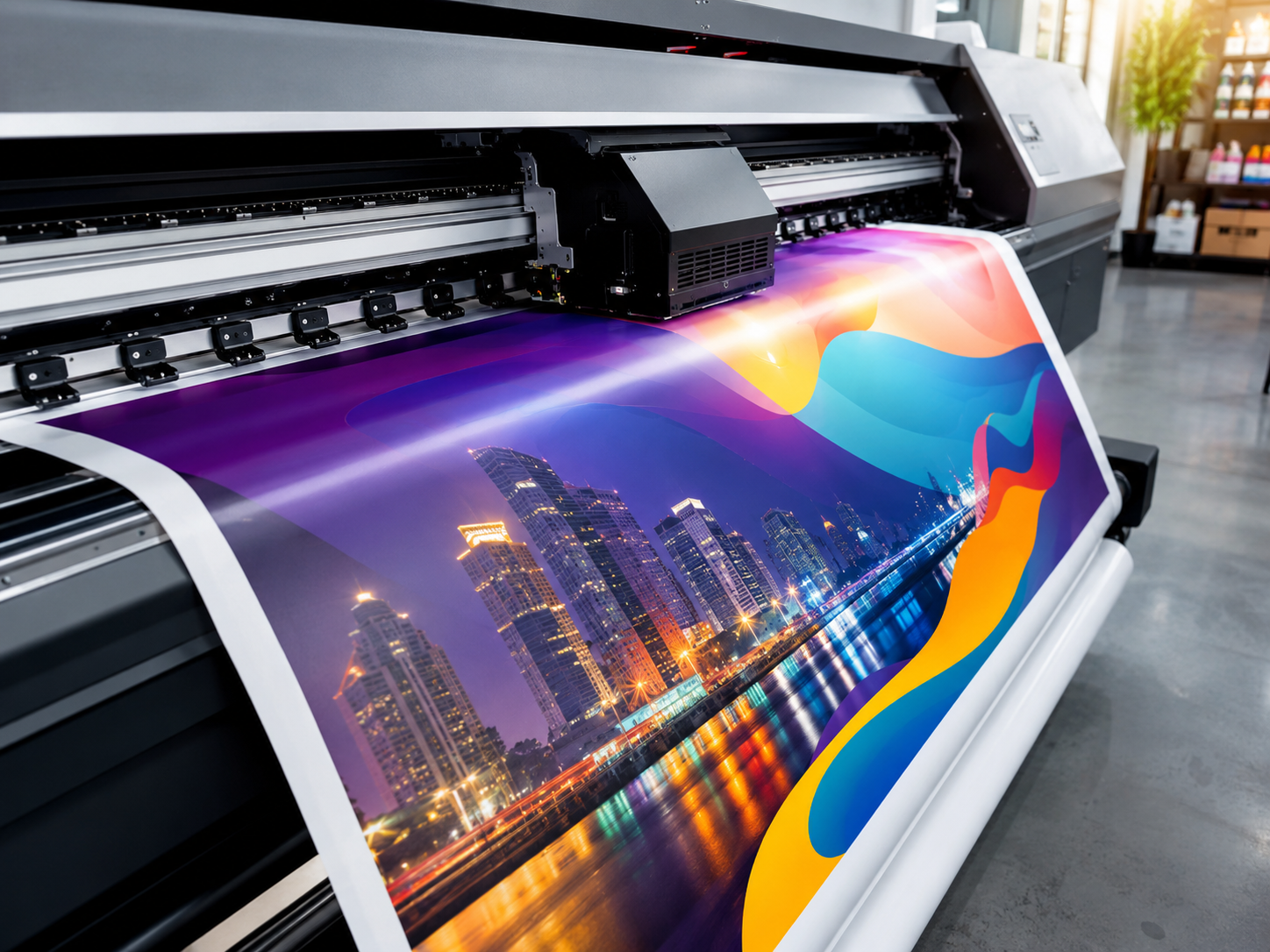 Large format printer producing signage